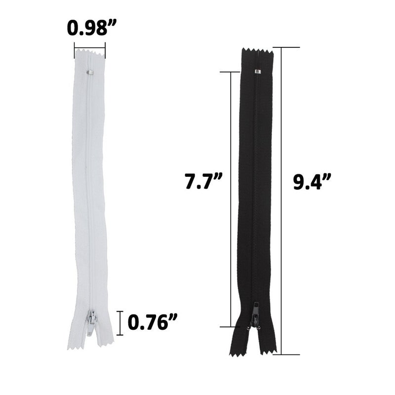 Amariver Black and White Nylon Coil Zippers, 100Pcs 9 Inches Nylon Coil Zippers for Tailor Sewer Sewing Crafter Special, 2 Colors, 50 Pcs Per Color - Image 4